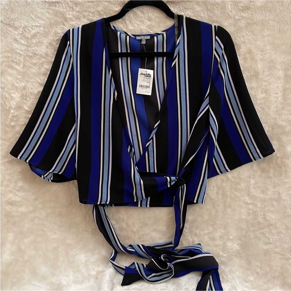 NWT Charlotte Russe Crisscross Tie Top with Stripes